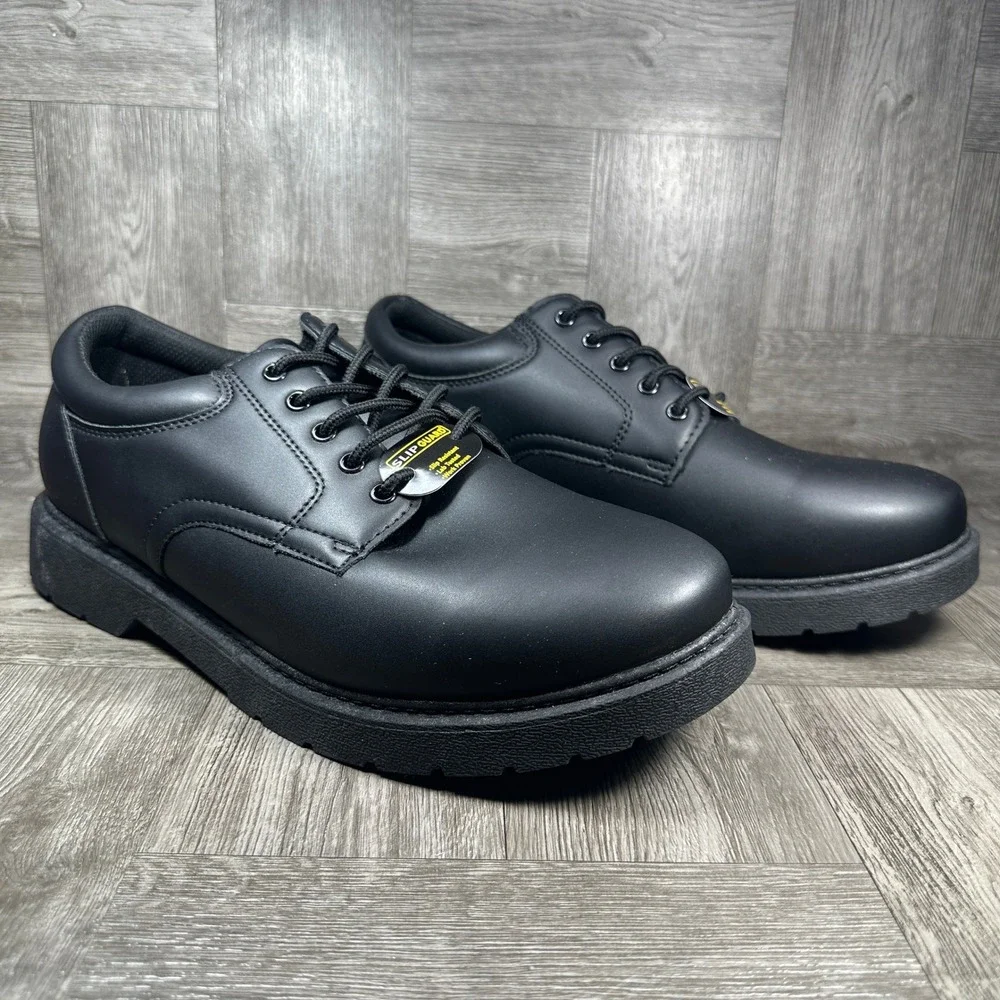 Perry Ellis Work Shoes Mens 12 Wide Black Slip Resistant Oxford Uniform NEW